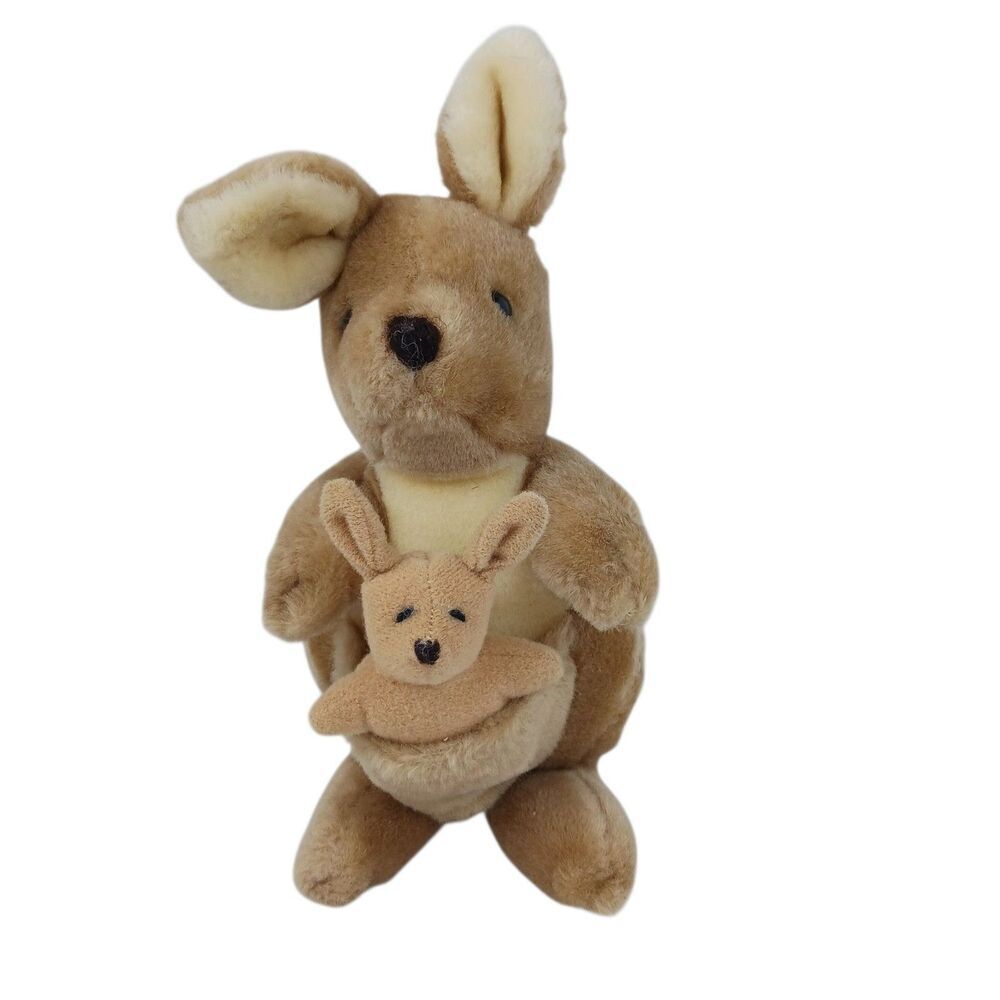 Dakin Kangaroo Mama and Baby Joey in Pouch Stuffed Animal Toy 1985 Cute Vintage